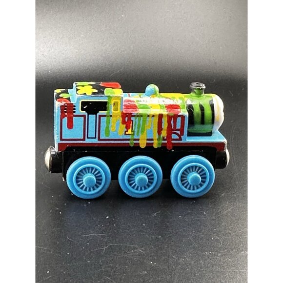 Thomas & Friends Wooden Railway Paint Splattered Thomas Vtg 2003 Train Engine - Picture 5 of 13